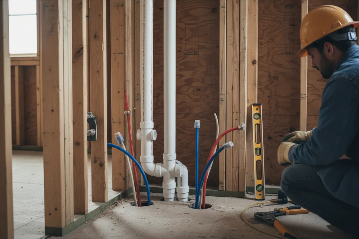 Drain and supply rough-in during Leak Detection in Bondsville