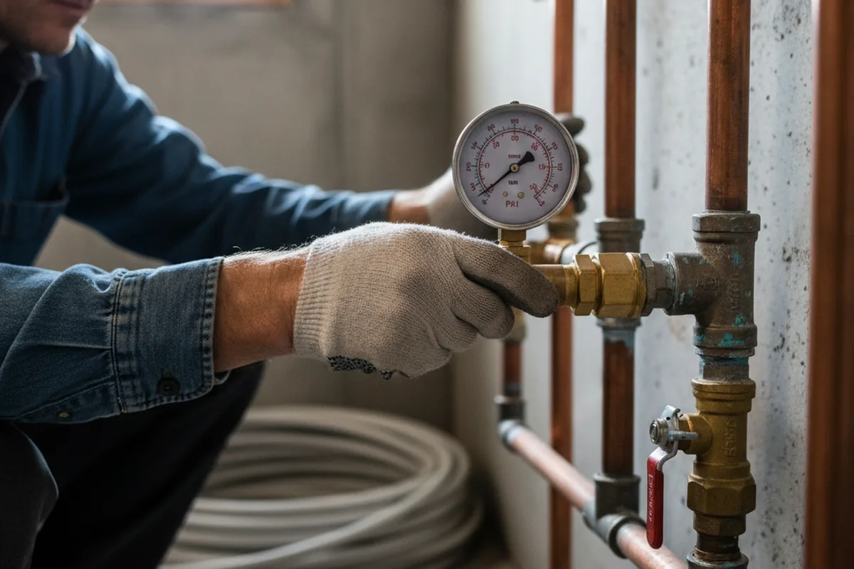 Pressure testing a repaired line during Water Line Repair in Bondsville